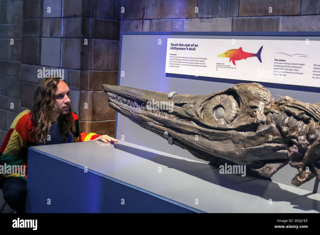 NHM London UK Mittwoch, 20. Mai bis Donnerstag, 21. Mai 00,01, das BST Natural History Museum gibt seine neue Blockbuster-Ausstellung Jurassic Oceans: Monsters of the Deep bekannt, die am Freitag, den 22. Mai 2026 in Europa debütiert. Tauchen Sie ein in die prähistorische Tiefe und begegnen Sie den tödlichsten Raubtieren des Ozeans! Begeben Sie sich auf ein elektrisierendes Abenteuer durch uralte Gewässer, die von echten Meeresmonstern wie Ichthyosauren, Plesiosauriern und den furchterregenden T.rexes des Meeres, den Mosasauren, wimmeln. 22. Mai 2026 - 3. Januar 2027.Paul Quezada-Neiman/Alamy Live News Stockfoto
