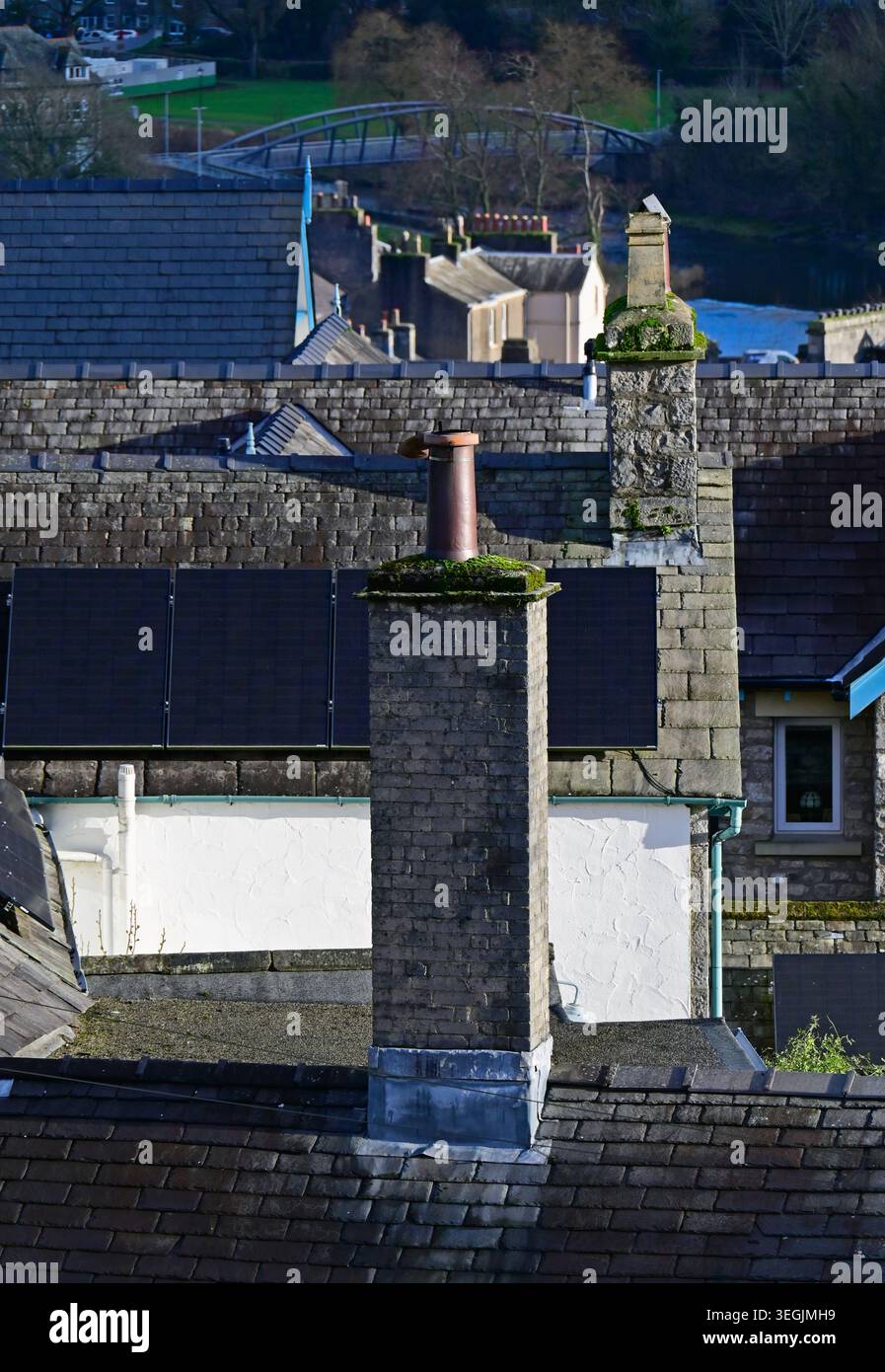 Schornsteinstapel. Beast Banks, Kendal, Cumbria, England, Vereinigtes Königreich, Europa. Stockfoto