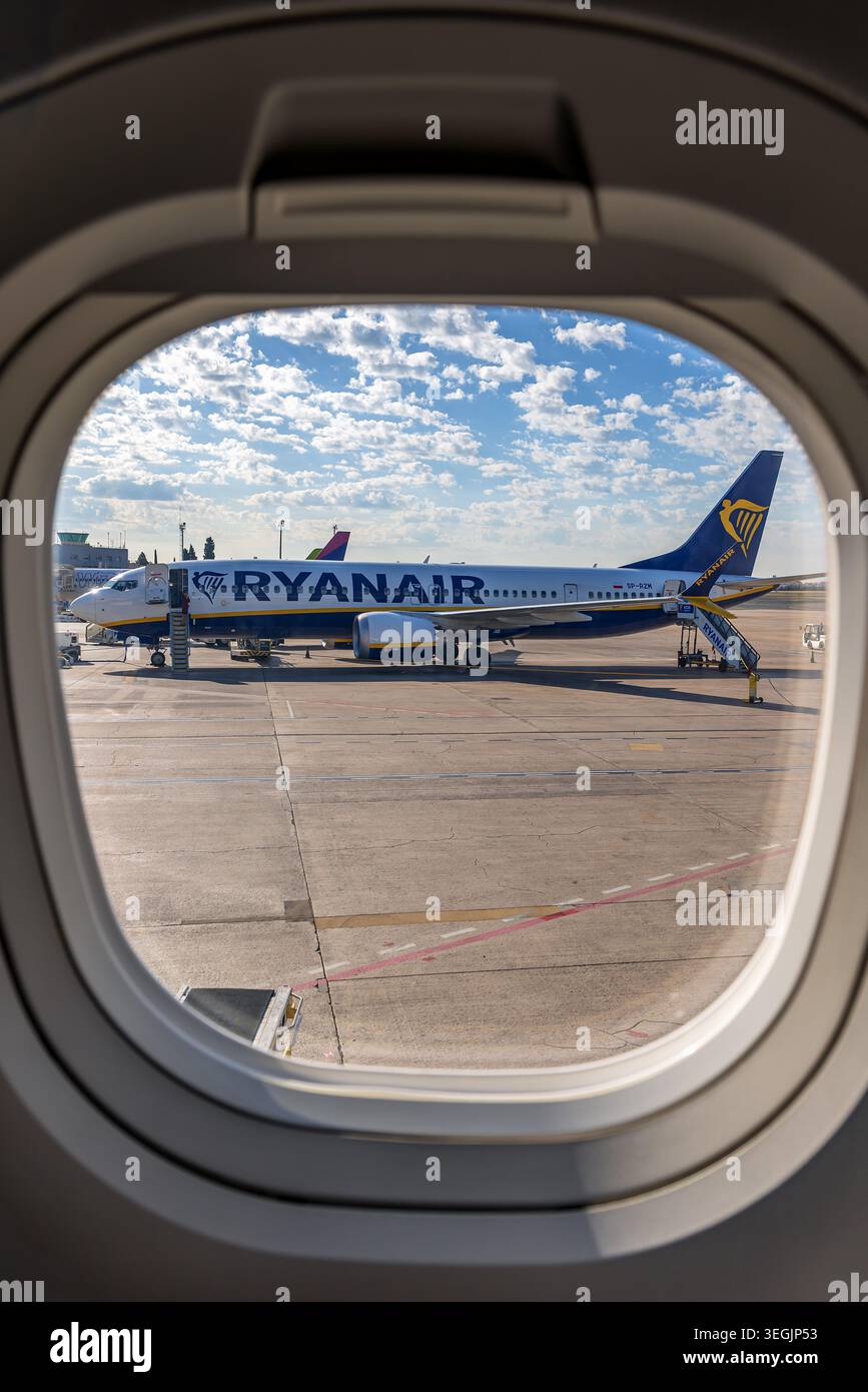 Ryanair Boeing B737-800, Flughafen Valencia Manises, Valencia, Spanien Stockfoto