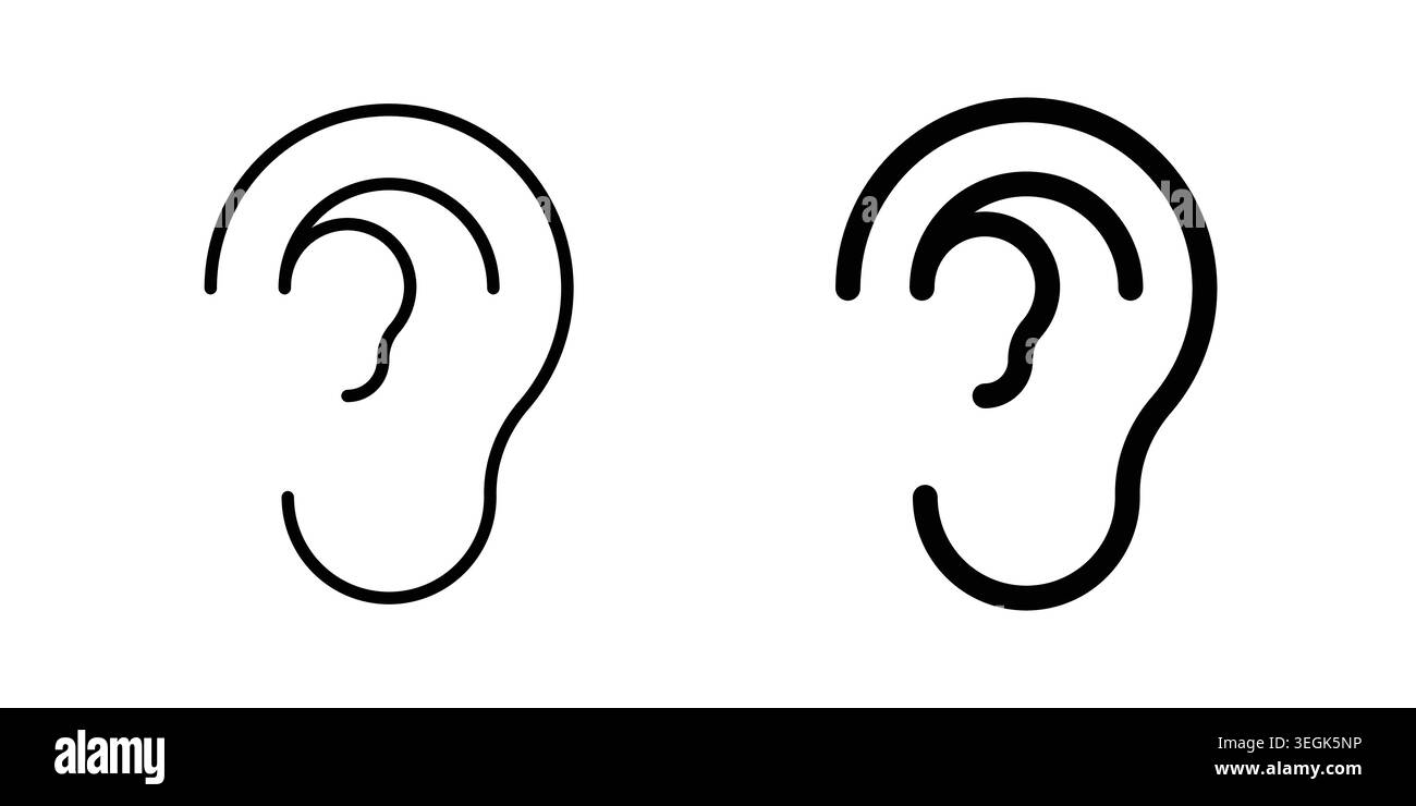 Logo für das menschliche Ohr. Stylesymbole mit flachen Versionen umreißen Stock Vektor