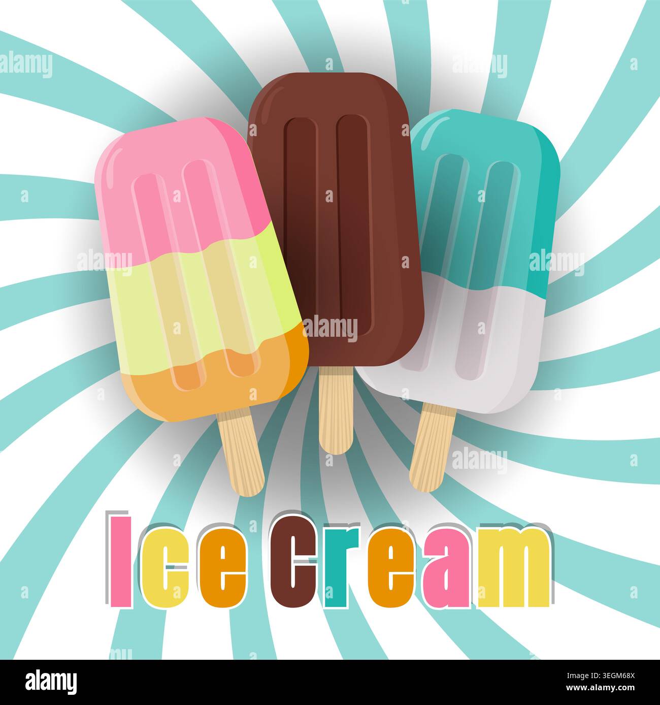 Eis-Banner auf blauem und weißem Hintergrund. Vektordesign. Stock Vektor