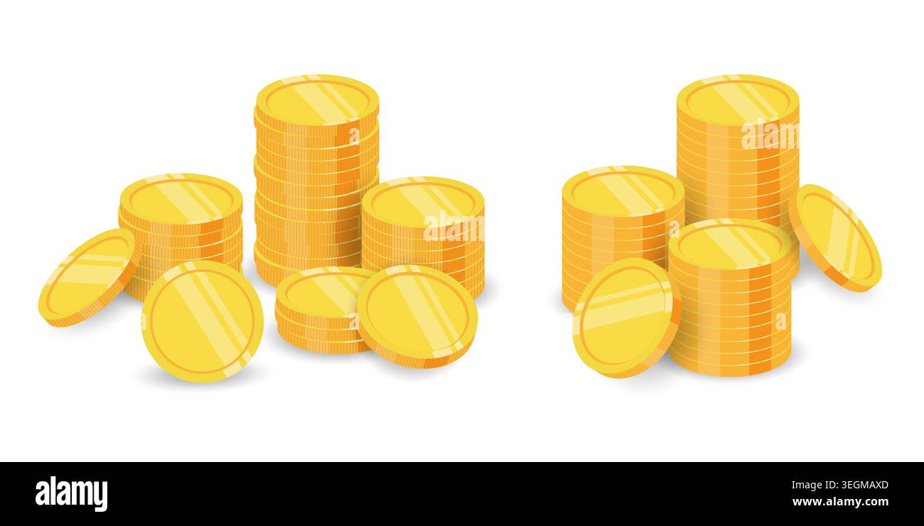 Goldmünzen stapeln. Begriff des Wohlstands. Vektordesign. Stock Vektor