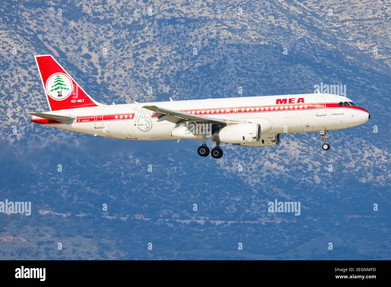 Athen, Griechenland - 12. Mai 2026: MEA A320 in Athen Stockfoto