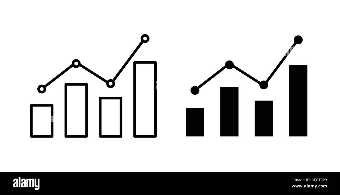 Symbol „Statistik“. Vektor-Illustration Pack in schwarzer Farbe. Stock Vektor