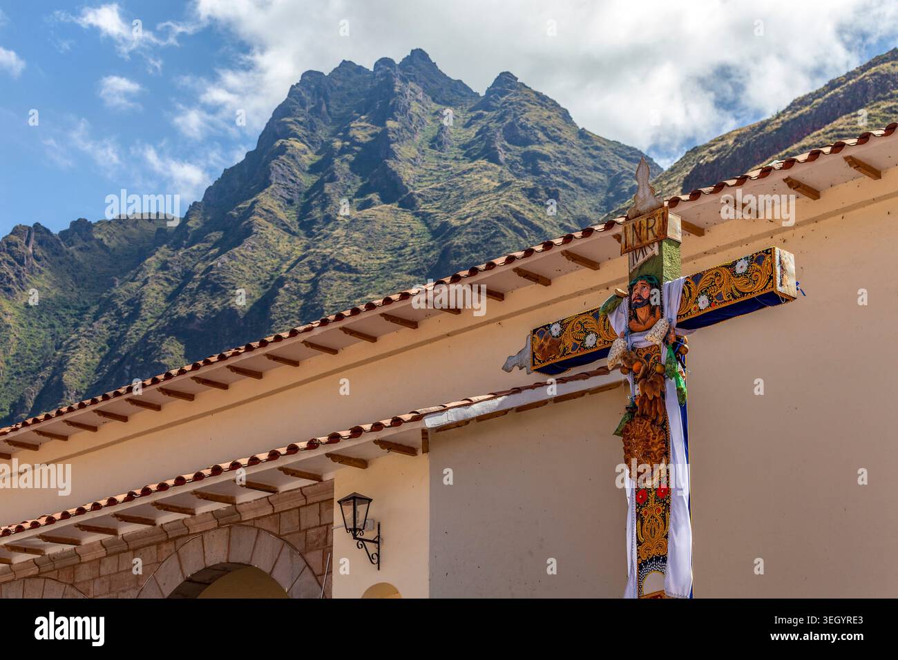 Hauptplatz von Pisac, Peru Stockfoto