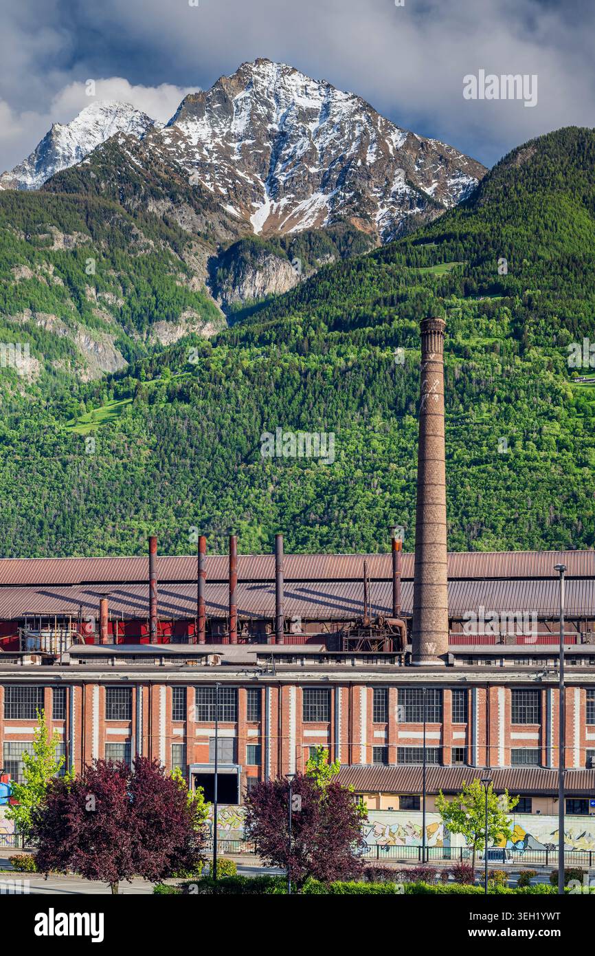 Cogne Acciai Speciali Stahlunternehmen, Aosta, Aosta Valley, Italien Stockfoto