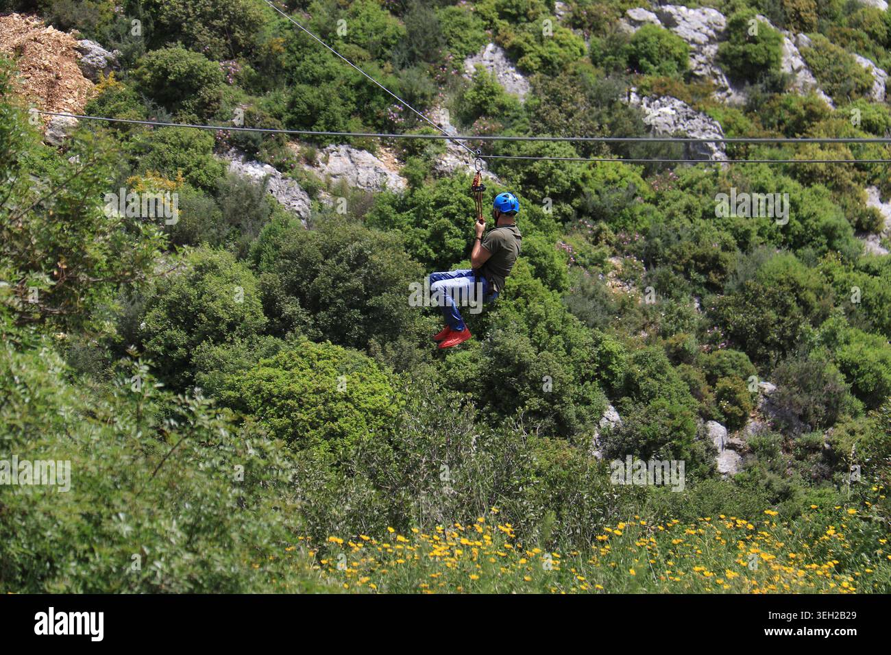 Ein Mann, der in der Natur zieht, Libanon. Stockfoto