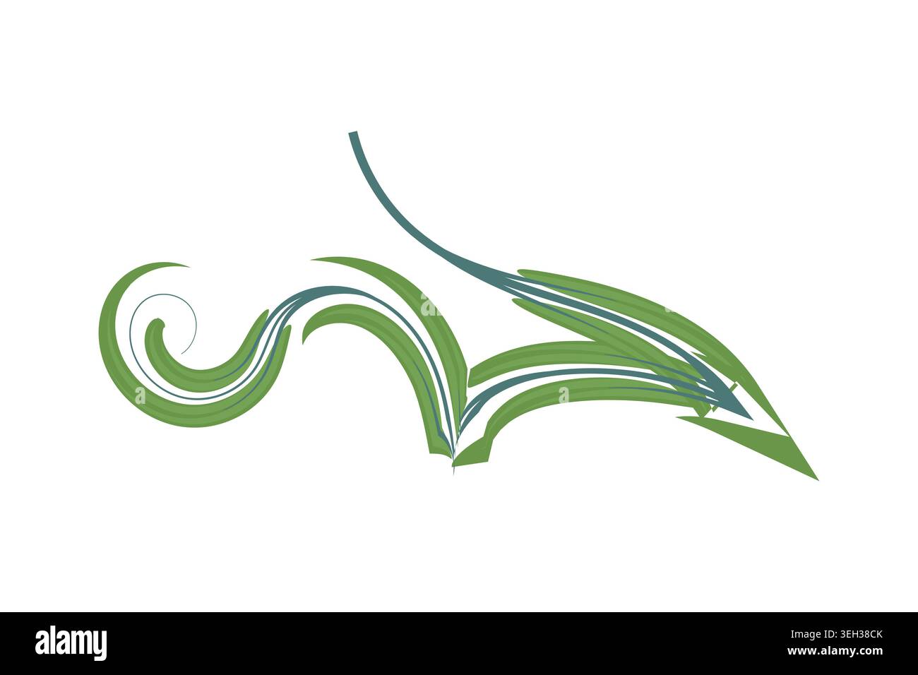 Ein grün-weißes Logo mit stilvollem Wellendesign, das fließend und beweglich ist Stock Vektor