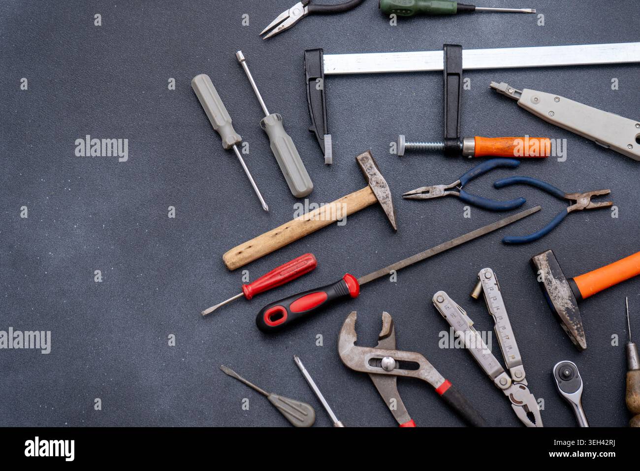 Hintergrund Der Handwerkzeuge. Professionelle Heimwerkerausrüstung. Stockfoto