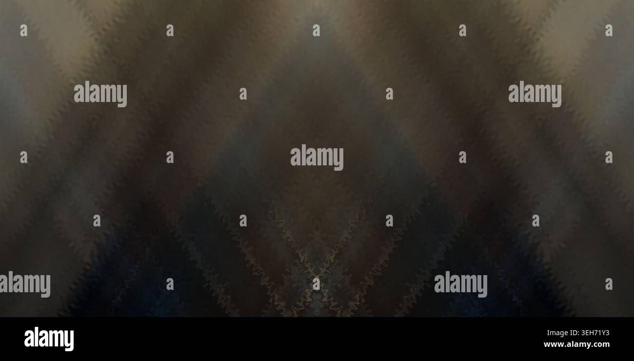 Ein dunkler, stimmungsvoller abstrakter Hintergrund mit einem symmetrischen Chevron-Design, mit dezenten Texturen und gedämpften Erdtönen mit sanften Lichteffekten. Stockfoto
