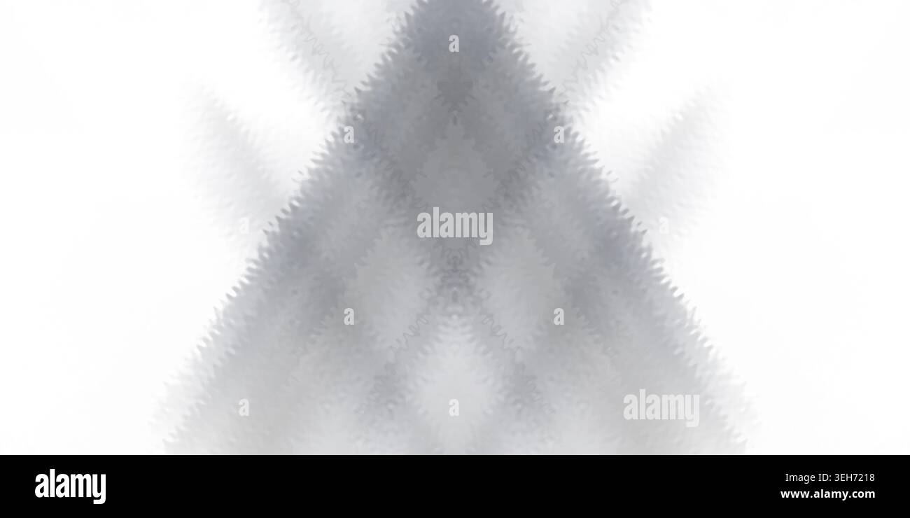 Ein minimalistisches abstraktes Design mit einem symmetrischen Rautengittermuster mit einer weichen, verschwommenen grauen Textur, isoliert auf reinweißem Hintergrund. Stockfoto