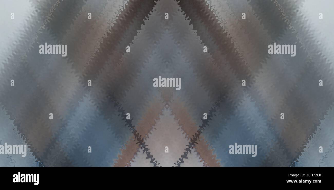 Ein symmetrischer abstrakter Hintergrund mit weichen, welligen diagonalen Linien in Blau-, Grau- und Brauntönen, die einen modernen strukturierten Effekt erzeugen. Stockfoto