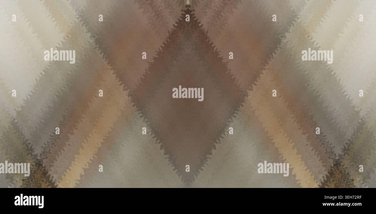 Ein weicher, strukturierter abstrakter Hintergrund mit einem symmetrischen Rautenmuster in Beige-, Braun- und Brauntönen mit einem dezenten Zickzack-Effekt. Stockfoto