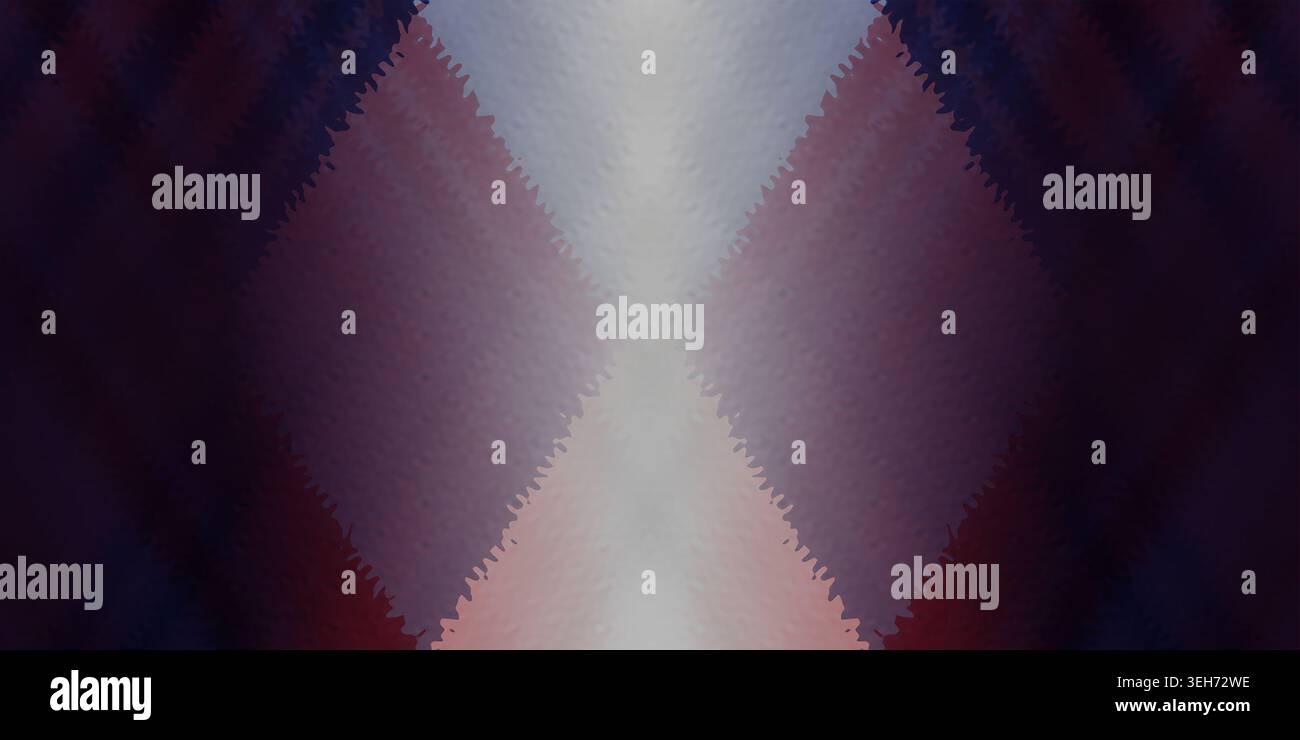 Ein digital gestalteter abstrakter Hintergrund mit einem symmetrischen Design mit dunklen lila und grauen Zick-Zack- oder Chevron-Mustern, die einen strukturierten Effekt erzeugen Stockfoto