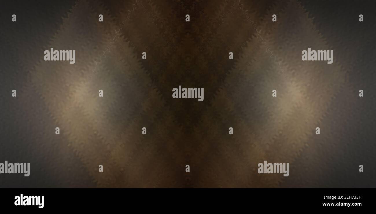 Eine abstrakte Komposition mit einer warmen Farbpalette aus Bronze und Braun mit einem weichen, symmetrischen Lichteffekt und einer feinen, zerklüfteten Textur. Stockfoto
