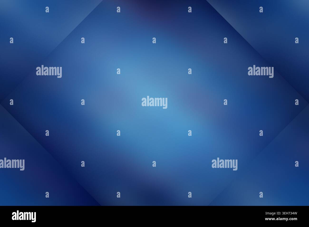Ein moderner abstrakter Hintergrund mit einer tiefblauen Farbpalette mit einer zentralen Rautenform und weichen, verschwommenen Lichteffekten. Stockfoto