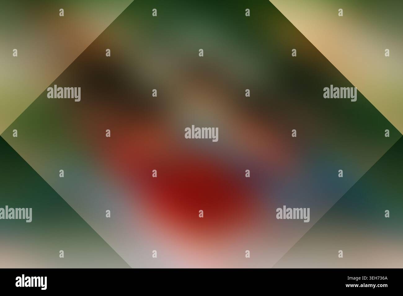 Ein abstrakter, unscharfer Hintergrund mit einer weichen Mischung aus Erdgrün und warmen Brauntönen, die eine glatte und ätherische Atmosphäre schaffen. Stockfoto