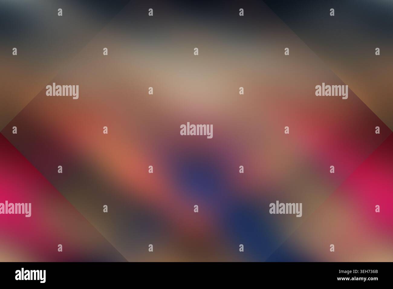 Ein lebendiger, unscharfer Hintergrund mit einer Mischung aus Rot-, Blau- und dunklen Tönen und einer markanten Rautenüberlagerung, die einen geometrischen Effekt erzeugt Stockfoto