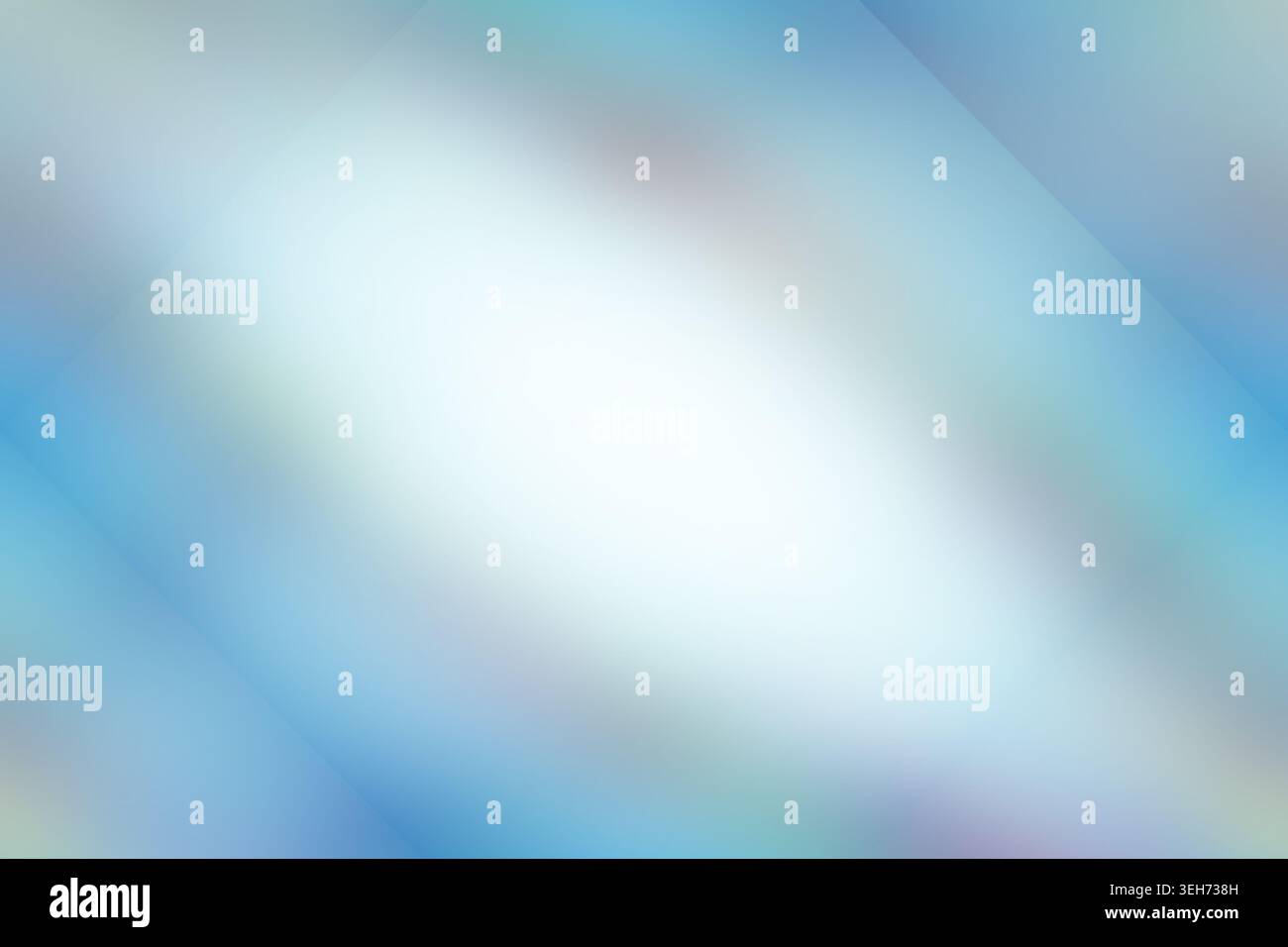 Ein ätherischer abstrakter Hintergrund mit einem hellen weißen Zentrum, das in sanftes Hellblau und kühle Töne mit einem geometrischen diamantförmigen Rahmen verblasst. Stockfoto