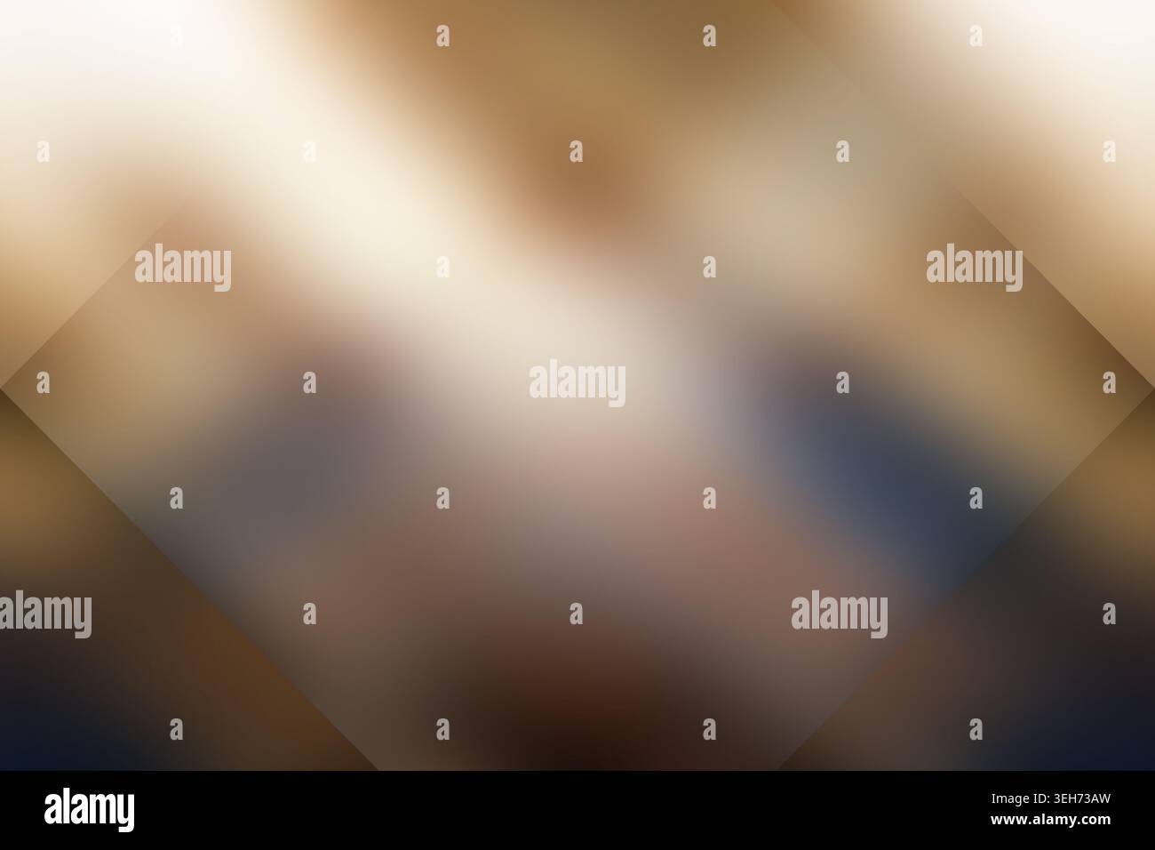 Ein weicher, unscharfer Hintergrund, der dunkle und helle neutrale Töne kombiniert, mit einem zentralen diamantförmigen Rahmen mit einem weichen, atmosphärischen Farbverlauf. Stockfoto