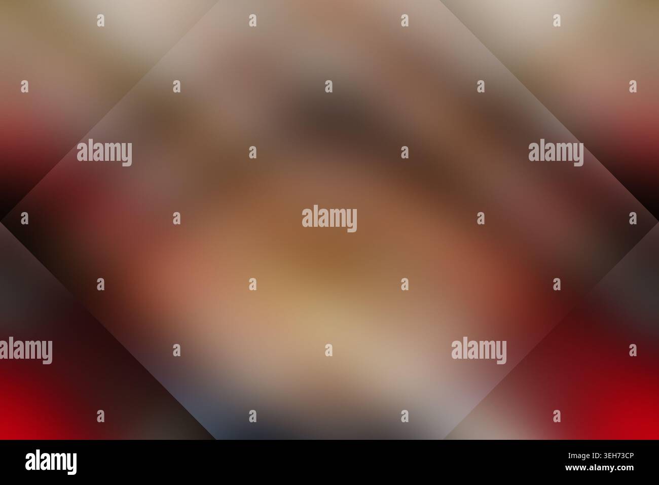 Ein weicher, abstrakter Hintergrund mit einer zentralen Diamantform mit einem glatten Farbverlauf, der warme Rot-, Braun- und sanfte Lichttöne vereint. Stockfoto