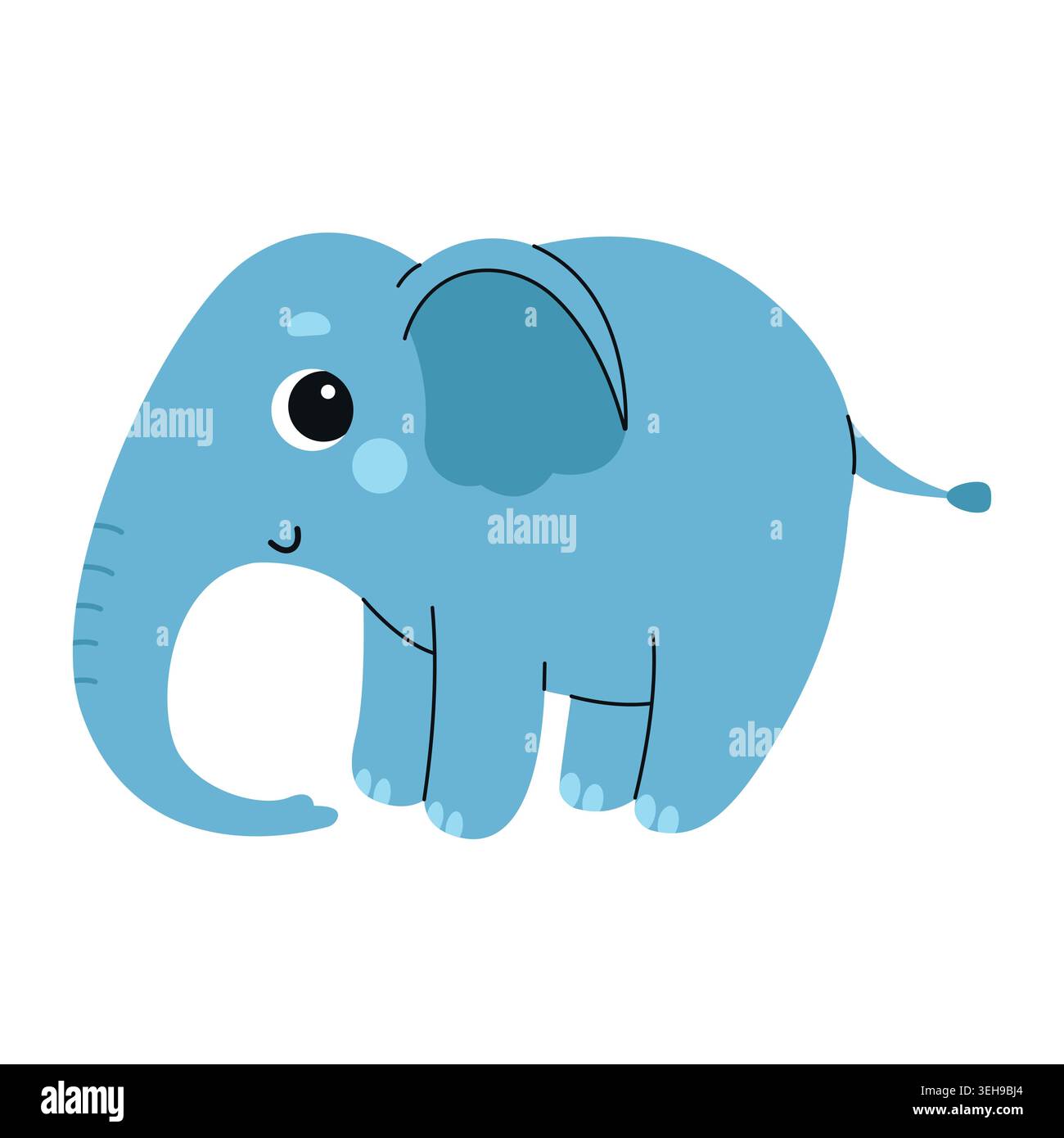 Niedlicher Comic-Elefant. Afrikanisches Tierdesign. Vektorabbildung isoliert auf weißem Hintergrund Stock Vektor