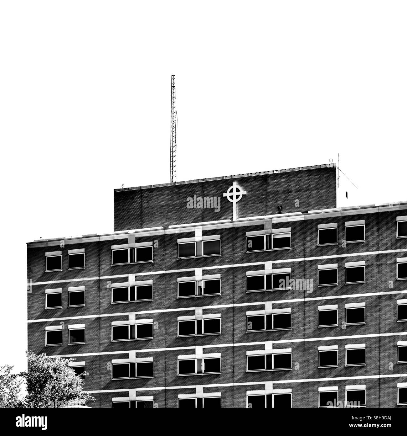 Ehemaliges Gebäude des Holy Cross Hospital in Calgary’s Mission District, Alberta, Kanada. Stockfoto
