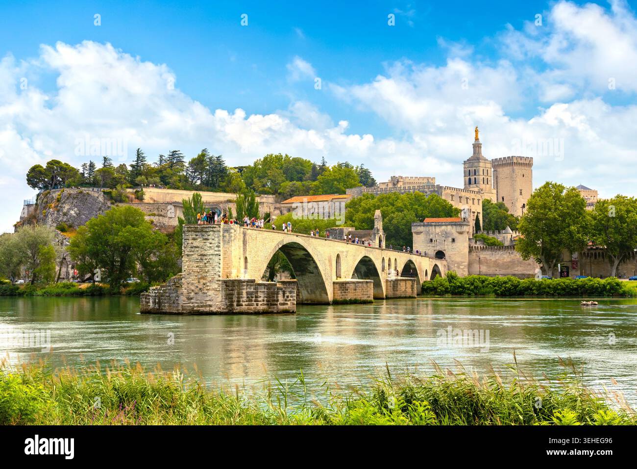 Saint Benezet Brücke in Avignon in einem schönen Sommertag, Frankreich Stockfoto