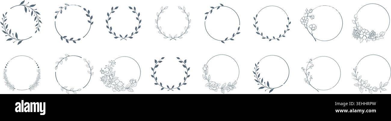 Minimaler femininer botanischer Blumenzweig und Logo. Stock Vektor