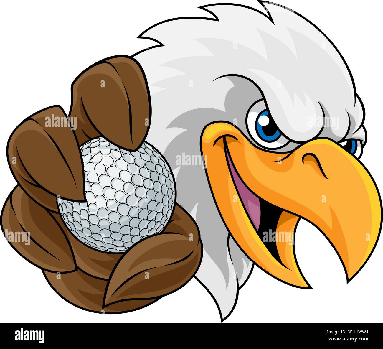 Glatze Eagle Falcon Hawk Golf Ball Sport Team Maskottchen Stock Vektor
