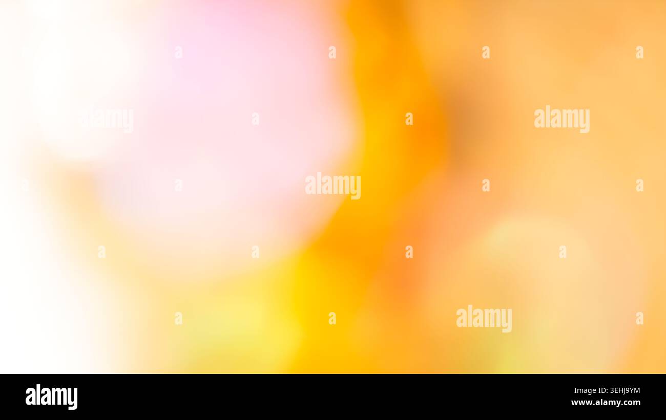 Weicher abstrakter Hintergrund mit traumhaftem rosafarbenem Gelb und orangefarbenem, unscharfem Verlauf für sanfte romantische Kulisse Stockfoto