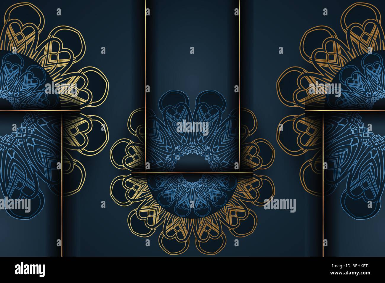 Dekoratives, Symmetrisches Mandala-Design Mit Golden Star Center-Motiv Stock Vektor