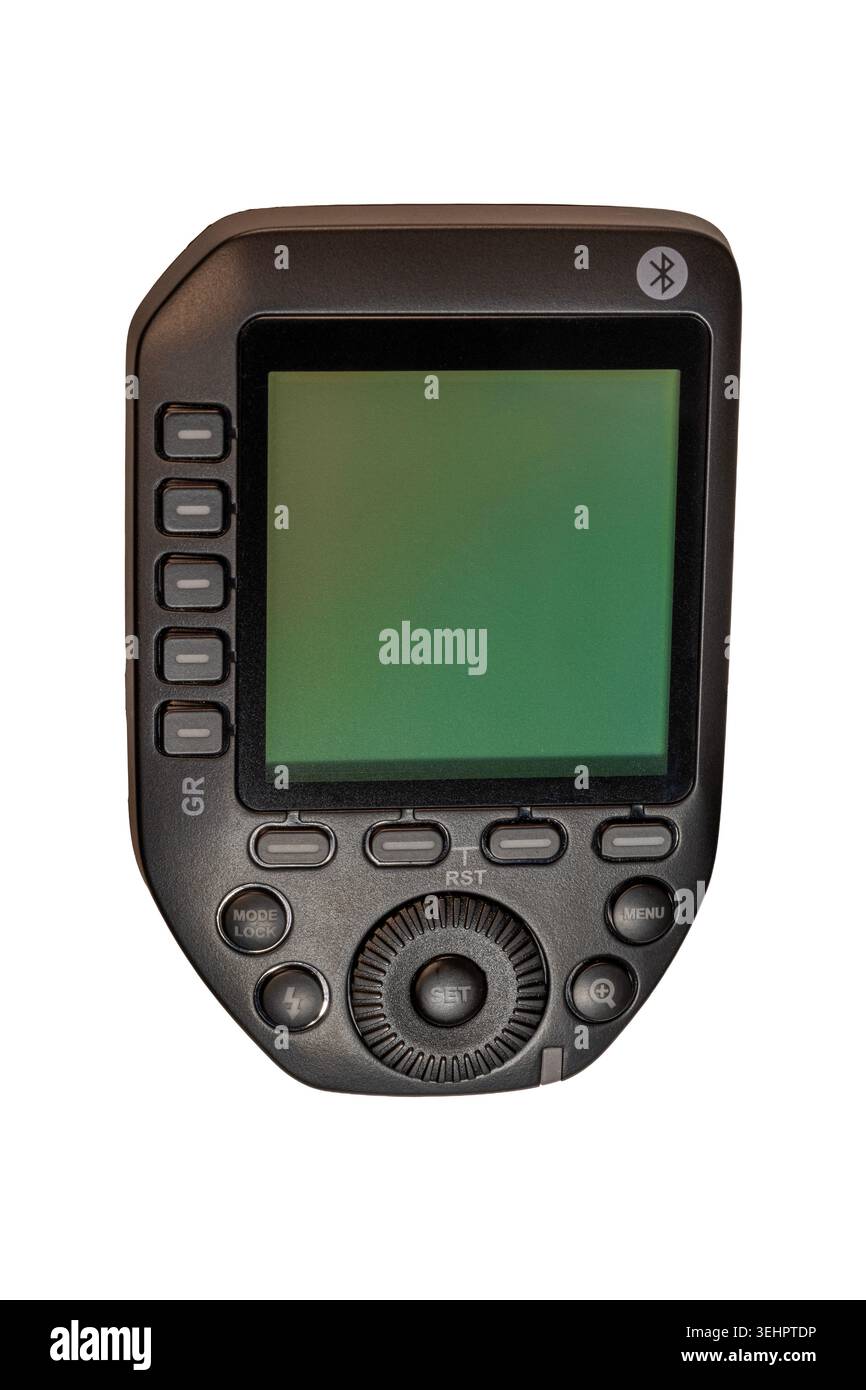 Professionelles Fotografie-Flash-Controller-Gerät mit drahtloser Bluetooth-Verbindung Stockfoto