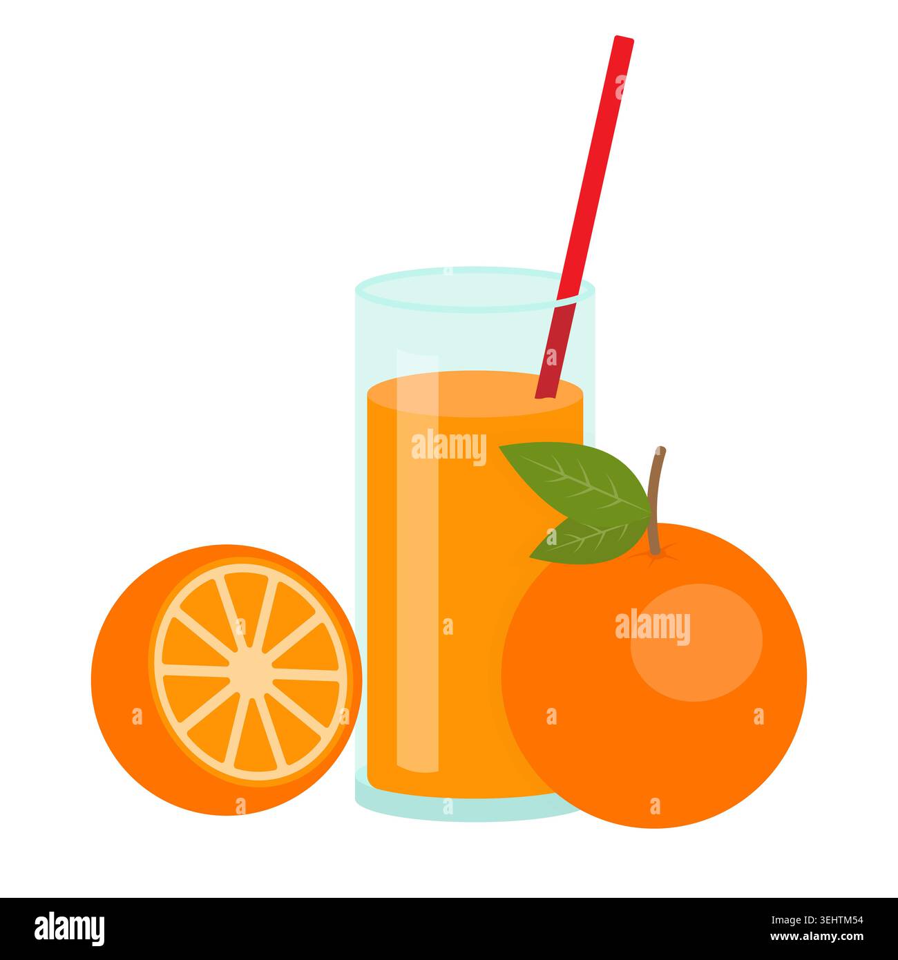 Orangensaftglas mit frischem Obst Stock Vektor