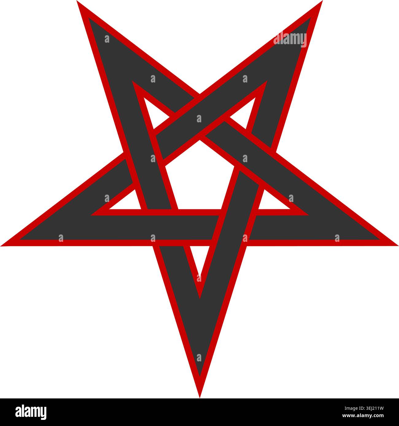 Linkshändiges invertiertes Pentagramm, beliebt bei Wiccans und einigen anderen Neo-Heiden. Stock Vektor