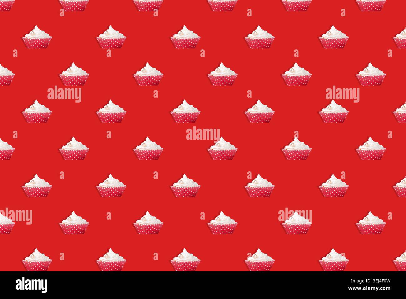 Nahtloses Muster, Cupcake auf blauem Hintergrund Stockfoto