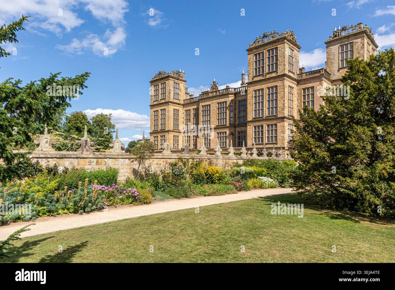 Hardwick Hall - ein elisabethanisches Haus, das in den 1590s Jahren von Bess of Hardwick in Derbyshire, England, erbaut wurde Stockfoto
