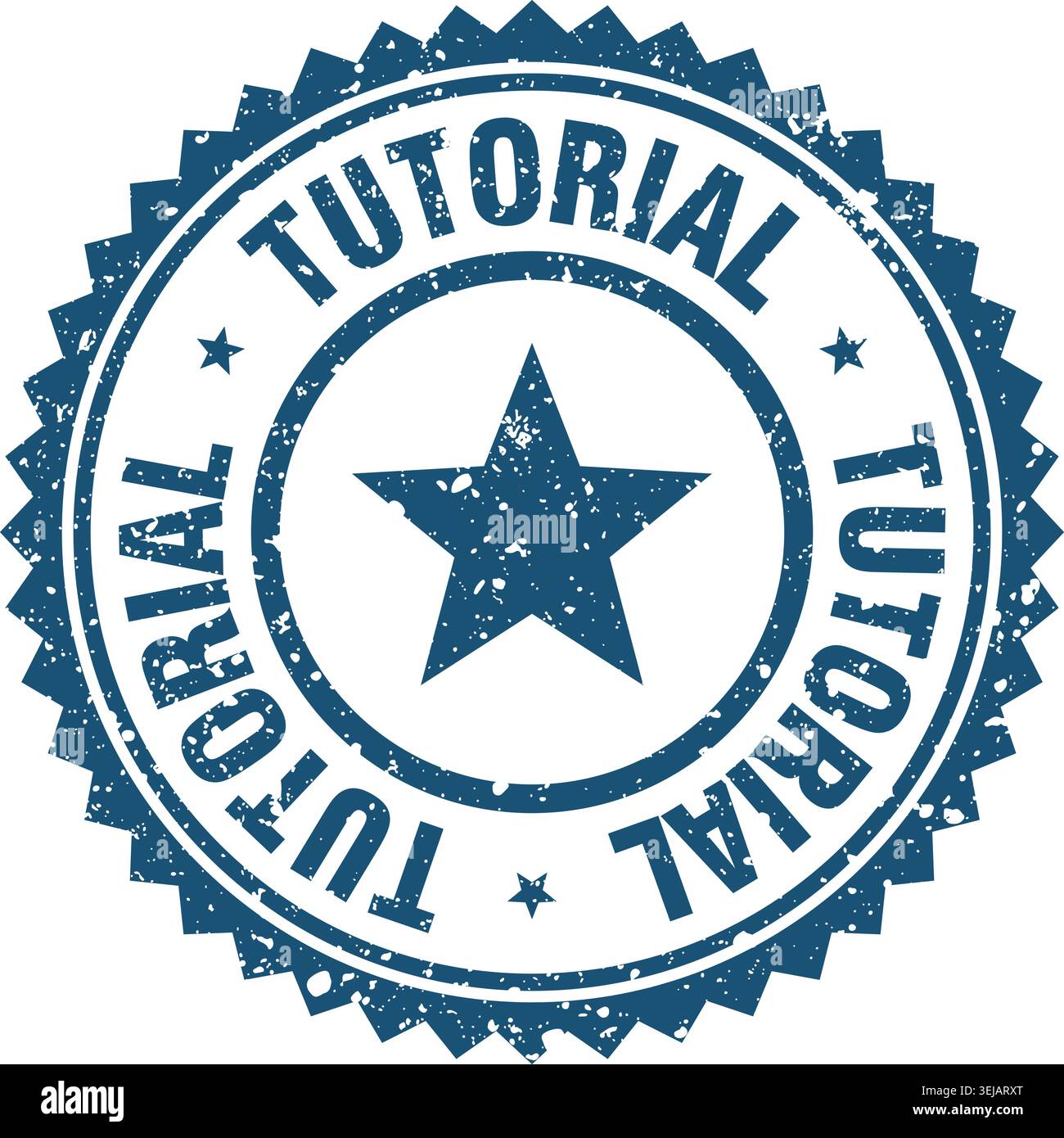 Stempel für Lernprogramme. Tutorial Blauer Grunge runder Stempel Stock Vektor