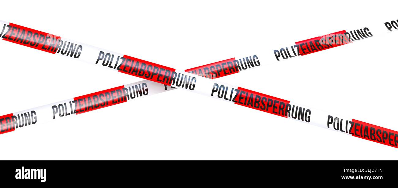 3. Deutsches Polizeisperrband isoliert Stockfoto