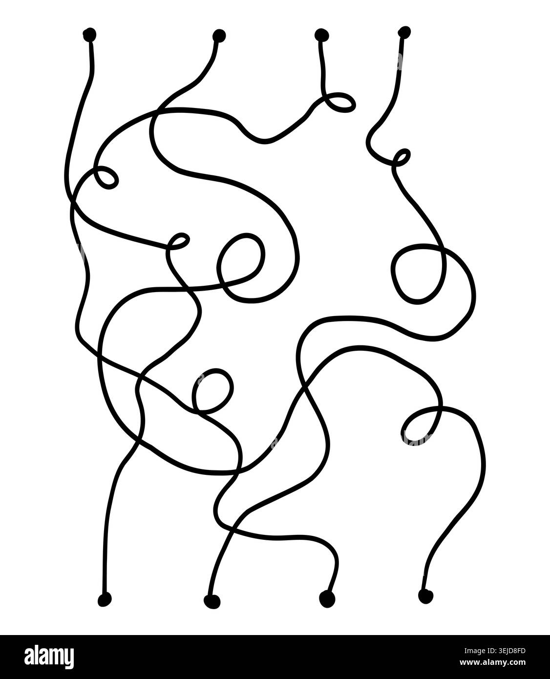 Kinder Labyrinth Doodle Path Puzzle. Lernspiel mit handgezeichneter Linie. Vorlage für Kinder, Kinderbücher, Lernspiele, Arbeitsblätter und kreative Designprojekte. Vektorabbildung Stock Vektor