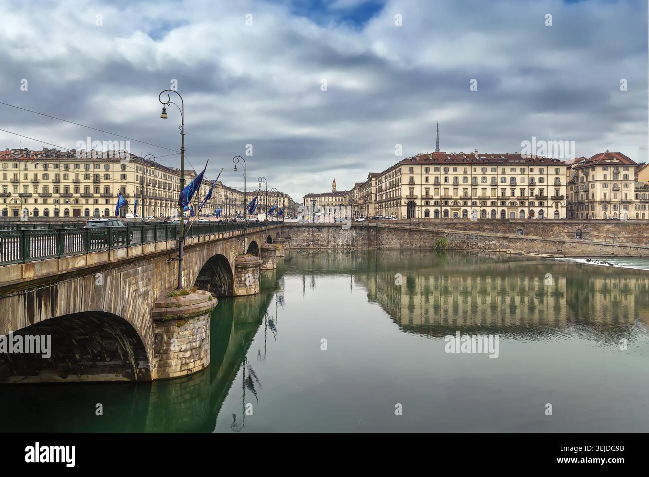 Die Po-Flussufer in Turin, Italien Stockfoto