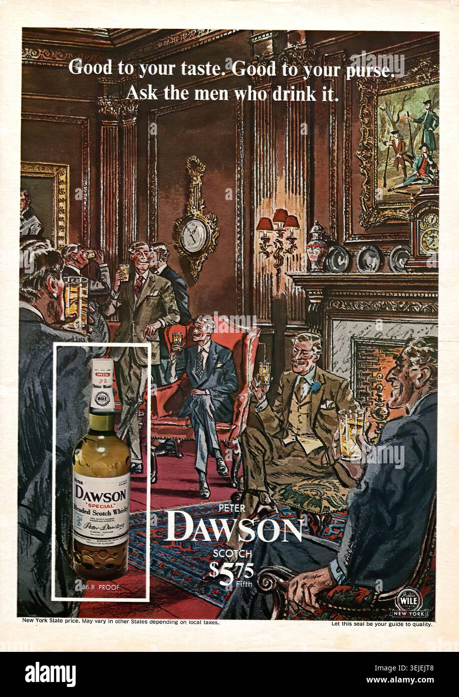 1969 Peter Dawson Scotch Advertisement Newsweek 8. Dezember 1969 - Vintage US-Pressewerbung Stockfoto