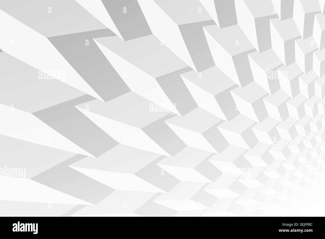 Abstrakter weißer 3D-futuristischer isometrischer Hintergrund mit Perspektive. Textur des geometrischen Würfelvolumens. Helles, sauberes Infinity-modernes Konzept für Stock Vektor