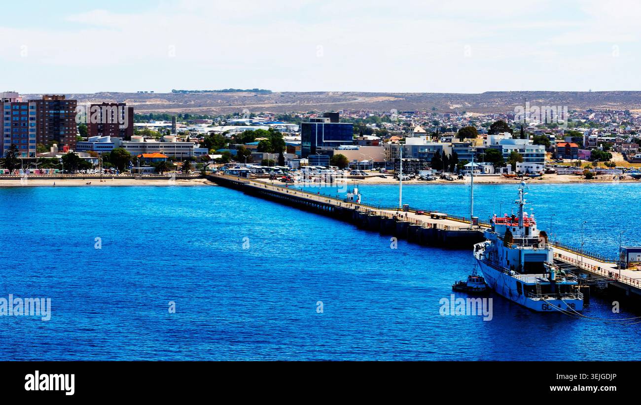 Argentinien - Puerto Madryn, Comandante Luis Piedra Buena Pier Stockfoto