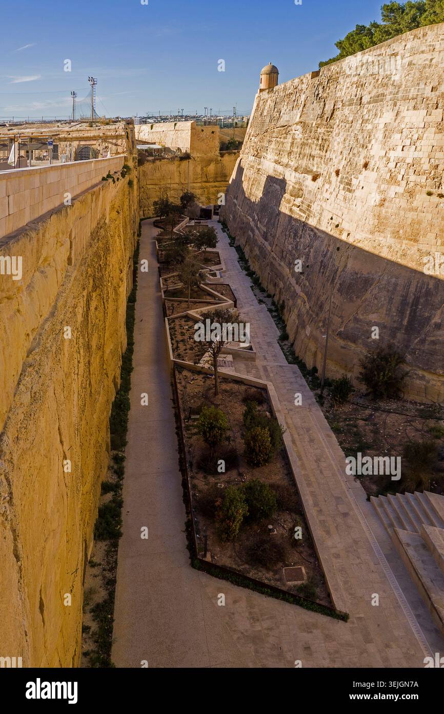 Malta - Valletta, Porta Reale Vorhang Stockfoto