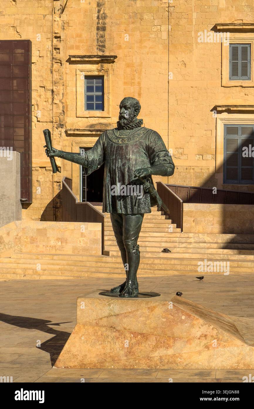 Malta - Valletta, Monument von Jean de la Valletta Stockfoto
