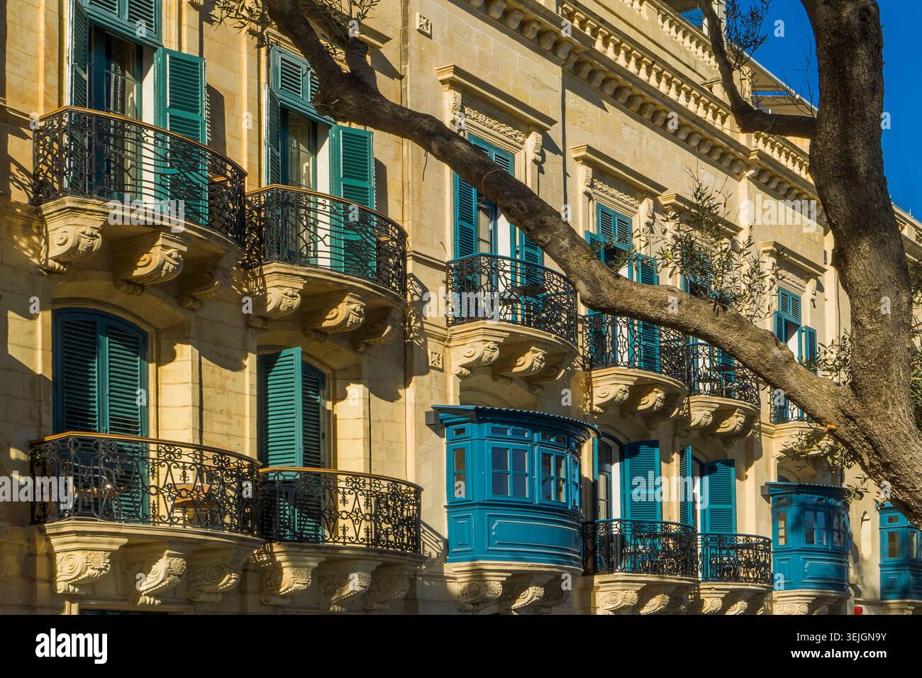 Malta - Valletta, Stadtstraße von Valletta Stockfoto