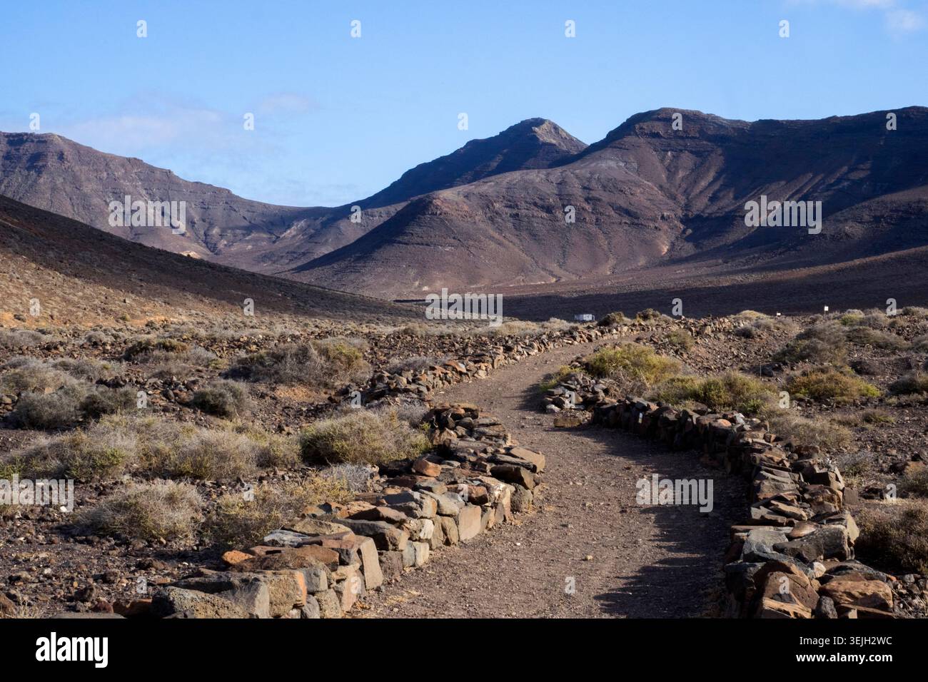 Spanien - Fuerteventura, Punta de Jandía Straße an der Küste von Jandia Stockfoto