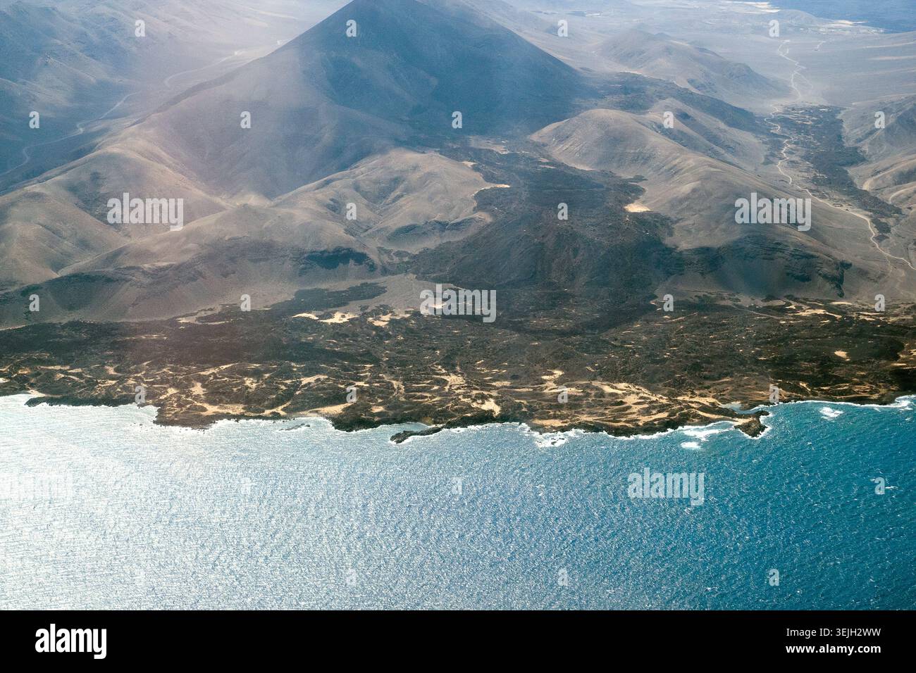 Spanien - Fuerteventura, Punta de Jandía Straße an der Küste von Jandia Stockfoto