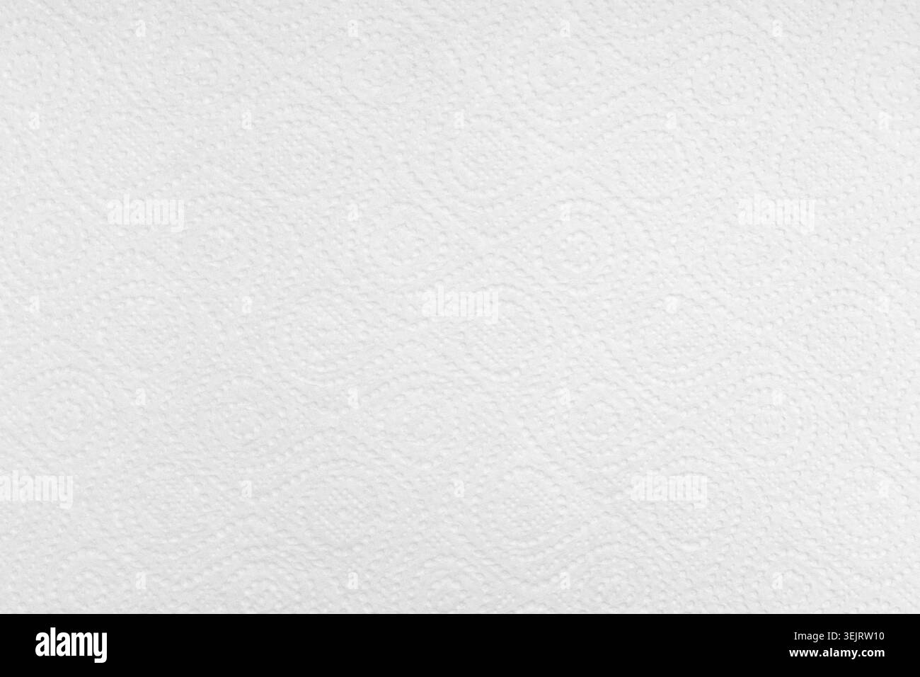 Die Textur eines weißen Papiertuchs mit 3D-Spiralmuster. Stockfoto